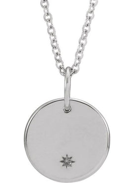 14K White Gold Engravable Round 16-18