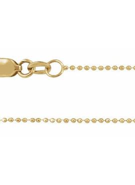 14K Yellow Gold 1 mm Diamond-Cut Bead Chain by the Inch