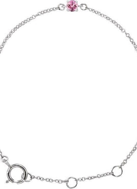 14K White Gold Imitation Mozambique Garnet Youth Birthstone 4 1/2-5 1/2