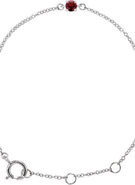 14K White Gold Imitation Mozambique Garnet Youth Birthstone 4 1/2-5 1/2