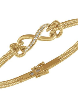 14K Yellow/White Gold  1/8 CTW Natural Diamond Bangle 7 1/2” Bracelet