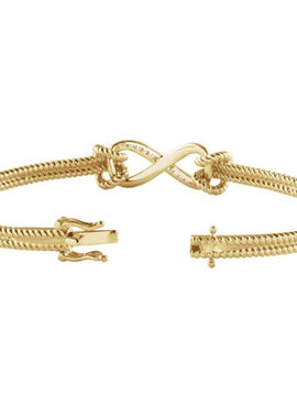 14K Yellow/White Gold  1/8 CTW Natural Diamond Bangle 7 1/2” Bracelet