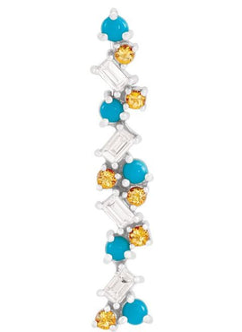 14K Rose Gold  Natural Honey Topaz. Natural Turquoise & 1/8 CTW Natural Diamond Scattered Bar Pendant