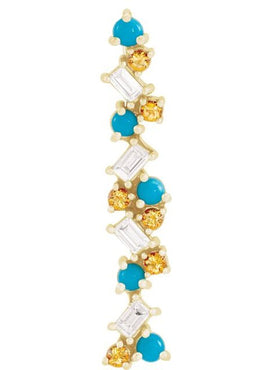 14K Rose Gold  Natural Honey Topaz. Natural Turquoise & 1/8 CTW Natural Diamond Scattered Bar Pendant