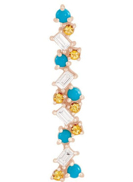 14K Rose Gold  Natural Honey Topaz. Natural Turquoise & 1/8 CTW Natural Diamond Scattered Bar Pendant