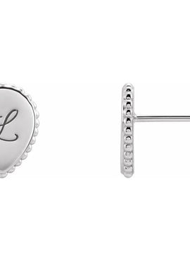 14K White Gold Engravable Beaded Earrings