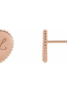 14K White Gold Engravable Beaded Earrings