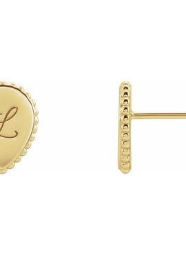 14K White Gold Engravable Beaded Earrings