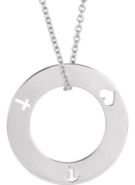 14K White Gold Faith, Hope, Love Pierced Loop 16-18