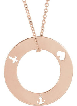 14K White Gold Faith, Hope, Love Pierced Loop 16-18