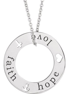 14K White Gold Faith, Hope, Love Pierced Loop 16-18