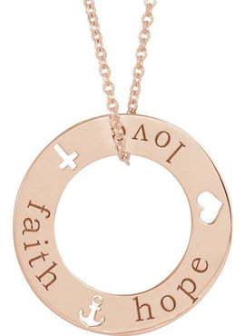 14K White Gold Faith, Hope, Love Pierced Loop 16-18