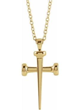 14K Rose Gold 	28x14.71 mm Nail Cross Pendant