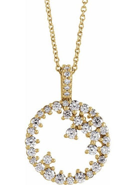 14K White Gold 5/8 CTW Natural Diamond Scattered Circle Pendant