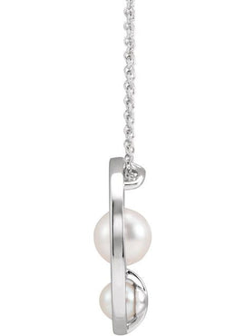 Platinum Cultured White Akoya Pearl Hold You Forever® Pendant