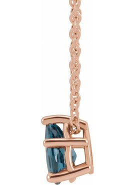 14K Rose Gold 7x5 mm Pear London Blue Topaz 16-18