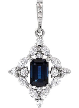 14K White Gold Natural Emerald & 1/3 CTW Natural Diamond Pendant