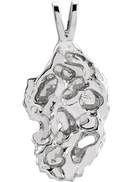 14K White Gold Nugget Pendant