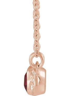 14K White Gold Natural Mozambique Garnet & .02 CTW Natural Diamond Bar 16