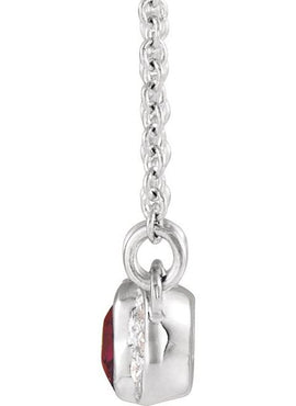 14K White Gold Natural Mozambique Garnet & .02 CTW Natural Diamond Bar 16