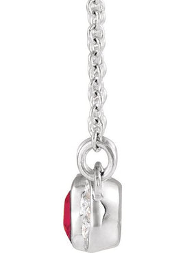 14K White Gold Natural Mozambique Garnet & .02 CTW Natural Diamond Bar 16