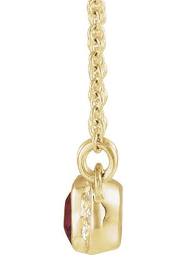 14K White Gold Natural Mozambique Garnet & .02 CTW Natural Diamond Bar 16