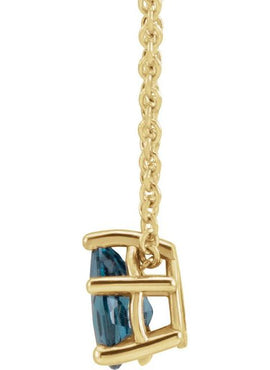 14K Rose Gold 7x5 mm Pear London Blue Topaz 16-18