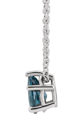 14K Rose Gold 7x5 mm Pear London Blue Topaz 16-18