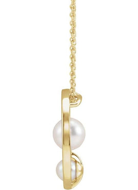 Platinum Cultured White Akoya Pearl Hold You Forever® Pendant