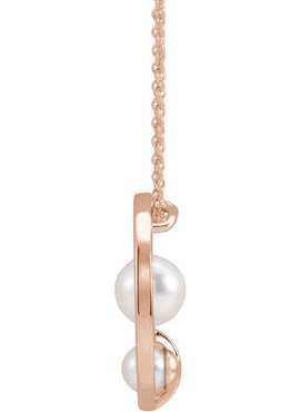 Platinum Cultured White Akoya Pearl Hold You Forever® Pendant