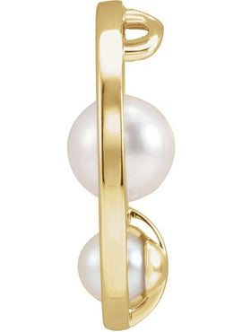 Platinum Cultured White Akoya Pearl Hold You Forever® Pendant
