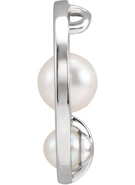 Platinum Cultured White Akoya Pearl Hold You Forever® Pendant