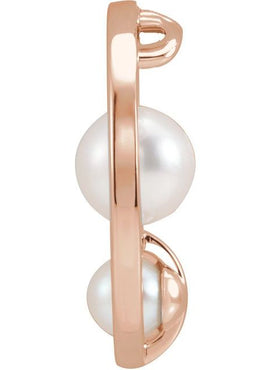 Platinum Cultured White Akoya Pearl Hold You Forever® Pendant