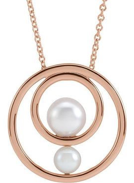 Platinum Cultured White Akoya Pearl Hold You Forever® Pendant