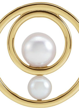 Platinum Cultured White Akoya Pearl Hold You Forever® Pendant
