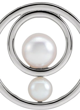 Platinum Cultured White Akoya Pearl Hold You Forever® Pendant