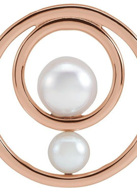 Platinum Cultured White Akoya Pearl Hold You Forever® Pendant