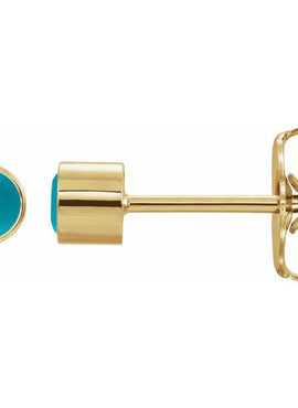 14K White Gold Natural Turquoise Bezel-Set Earrings