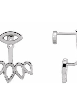 14K White Gold Geometric Stud Earrings & Ear Jackets