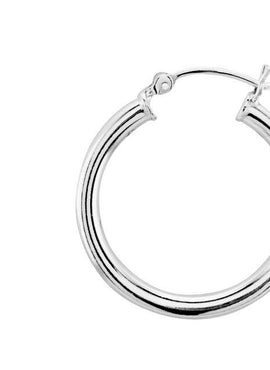 Sterling Silver Tube 20 mm Hoop Earrings