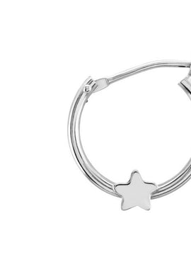 14K Yellow Gold Star Hinged 12.5 mm Hoop Earrings