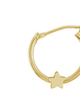 14K Yellow Gold Star Hinged 12.5 mm Hoop Earrings