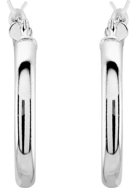 Sterling Silver Tube 20 mm Hoop Earrings