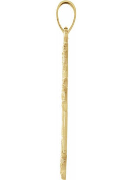14K Yellow Gold 23.5x17 mm Floral-Inspired Cross Pendant