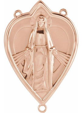 14K White Gold Miraculous Mary Rosary Center