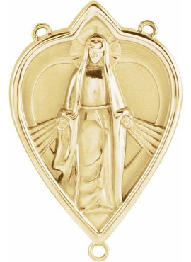 14K White Gold Miraculous Mary Rosary Center