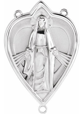 14K White Gold Miraculous Mary Rosary Center