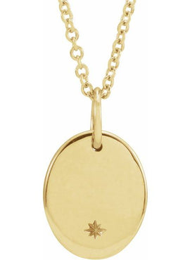 14K Rose Gold Engravable Oval 16-18