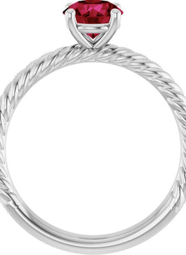 14K White Gold Lab-Grown Ruby Ring