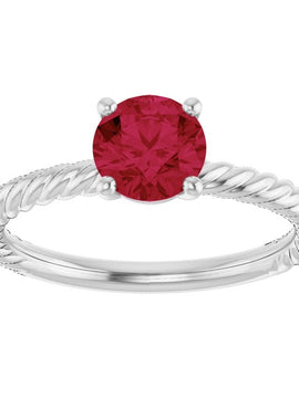14K White Gold Lab-Grown Ruby Ring